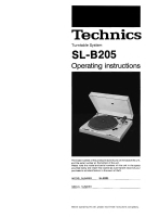 Technics - SLB-205 - Owners manual 